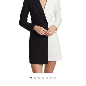 Alice + Olivia Black Kyrie Combo Tuxedo Dress. Size 4